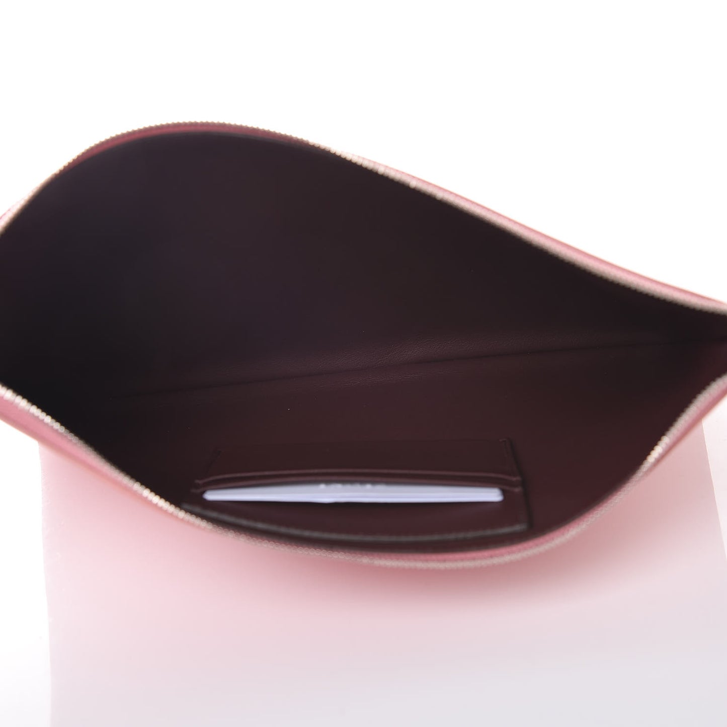 Plastic Bag with Cloudy Lambskin Solo Zip Pouch Clutch Pink