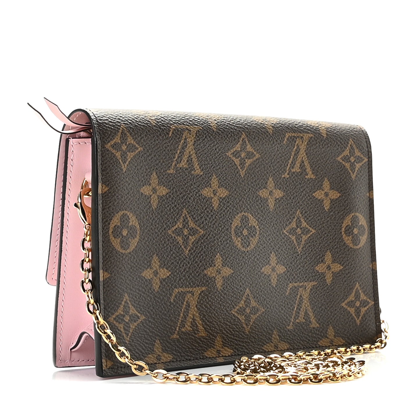 Monogram Flore Chain Wallet Rose Ballerine