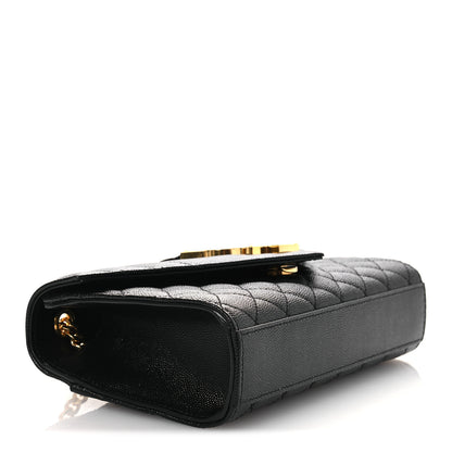Saint Laurent Grain De Poudre Textured Mixed Matelasse Triquilt Small Monogram Satchel Black 4 of 9