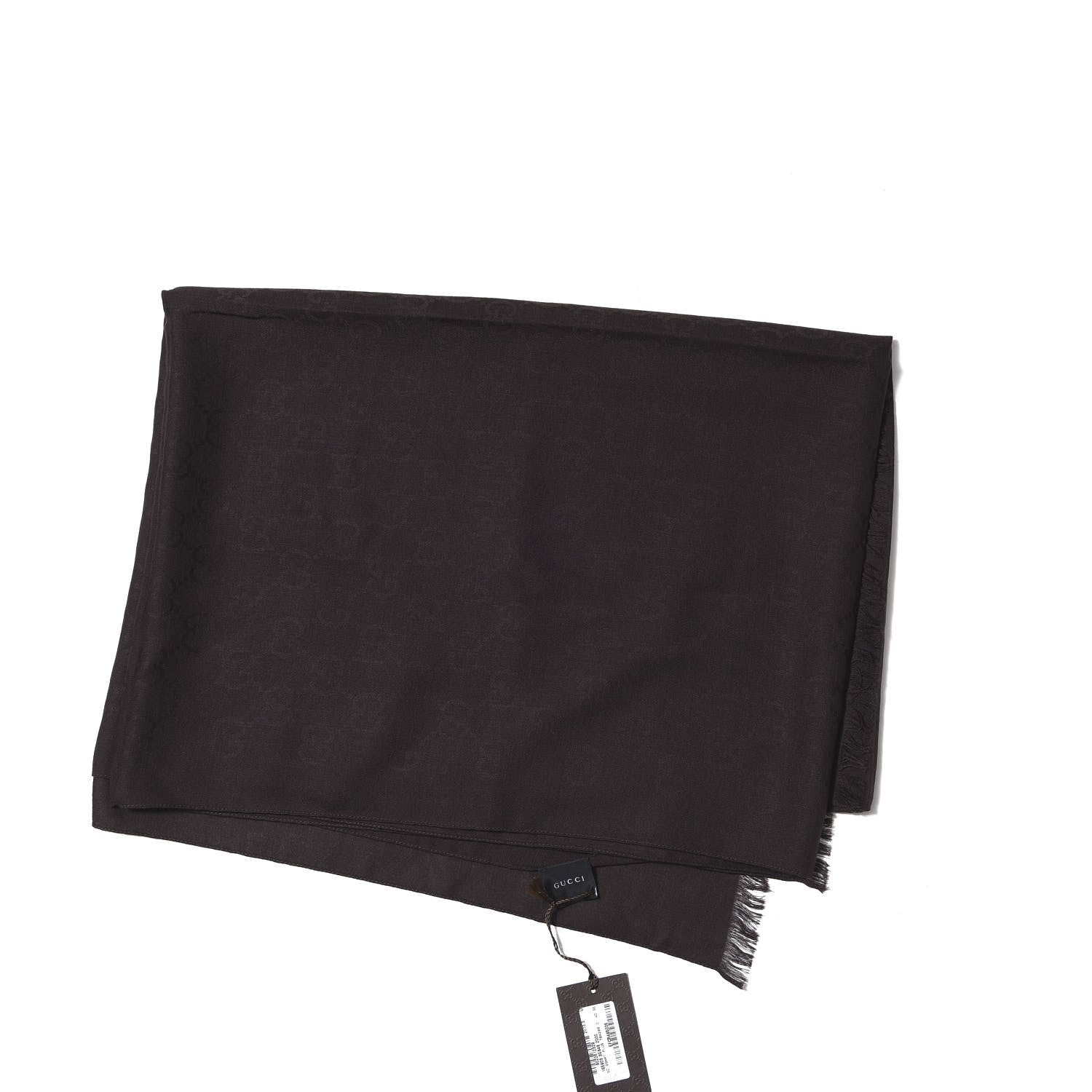 Gucci Wool Silk GG Monogram GGNat Plus Scarf Coffee 2 of 3