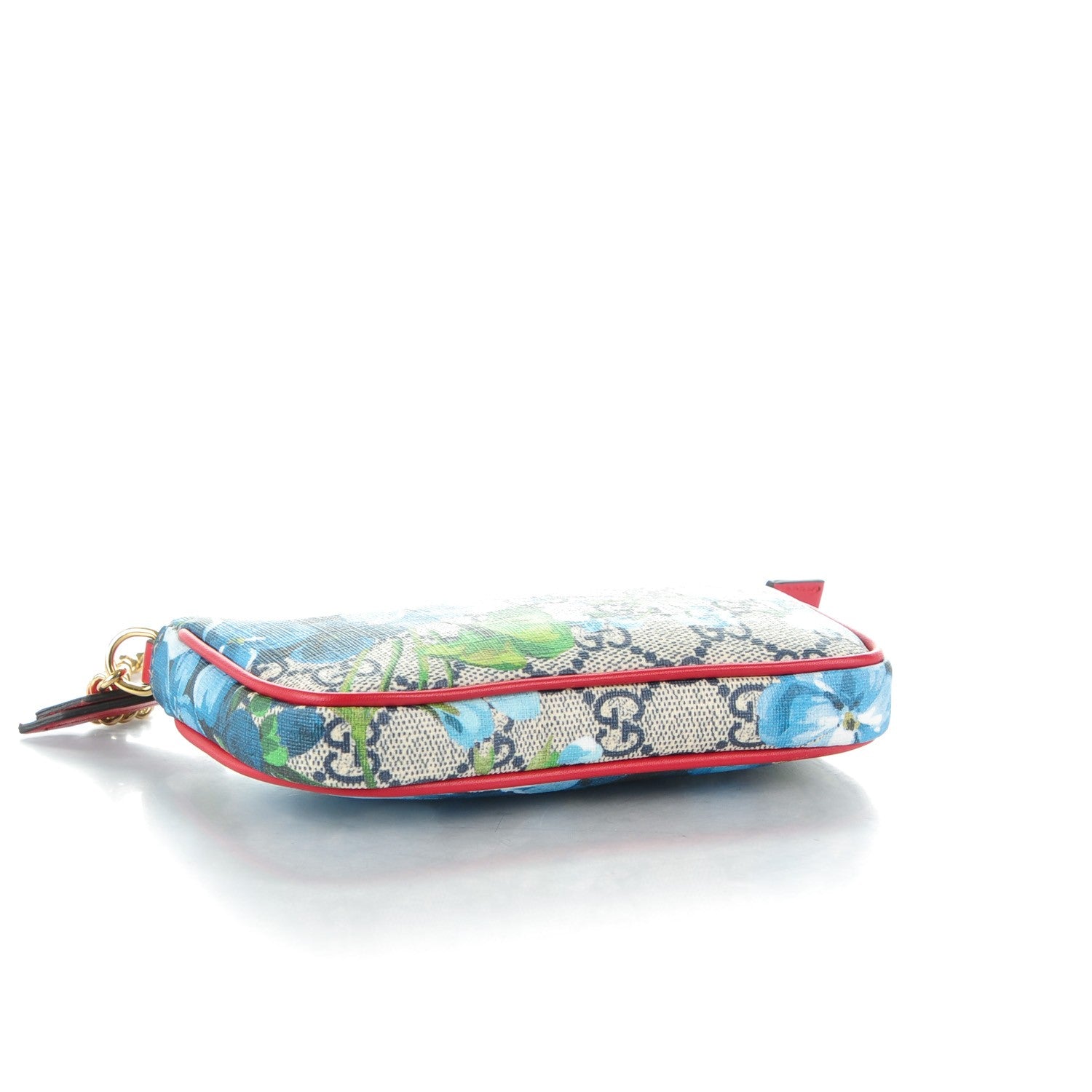 Gucci GG Supreme Monogram Blooms Mini Chain Bag Beige Blue Navy Hibiscus Red 4 of 7