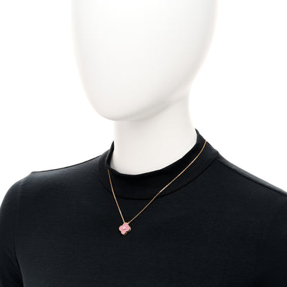 Van Cleef & Arpels 18K Rose Gold Diamond Rhodonite Vintage Alhambra Pendant Necklace 2 of 5