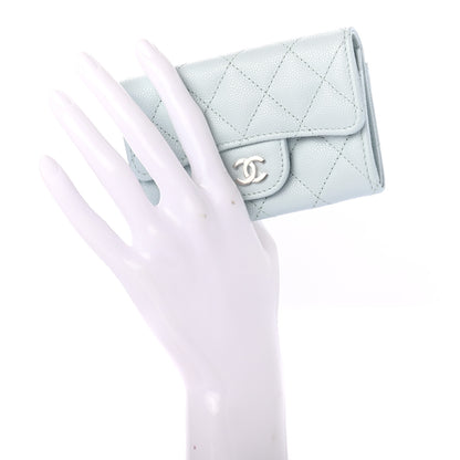 Chanel Caviar Quilted Flap Card Holder Wallet Light Blue 2 of 8