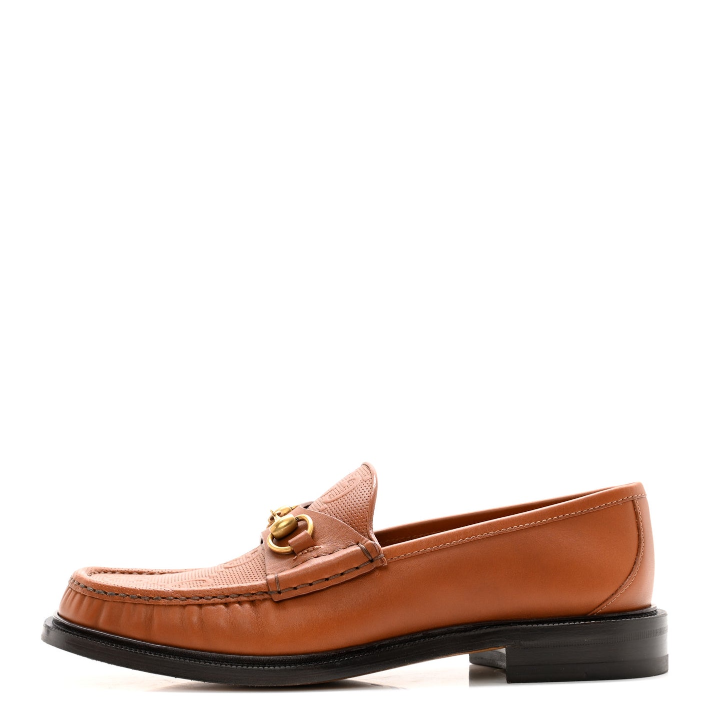 Harness Calfskin GG Tennis Embossed Mens Horsebit Loafers 8.5 Dark Brown
