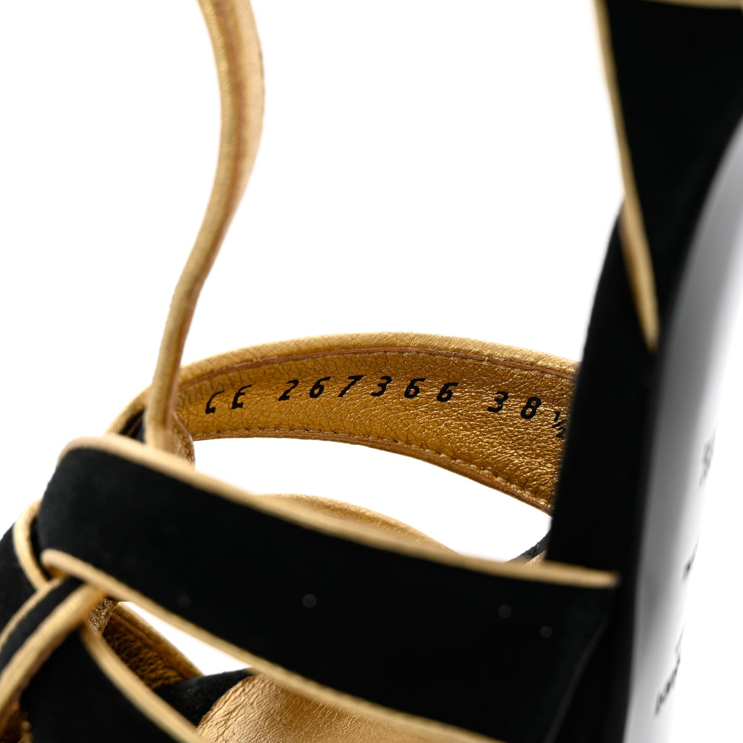 Saint Laurent Suede Tribute 105 Platform Sandals 38.5 Black Gold 6 of 11