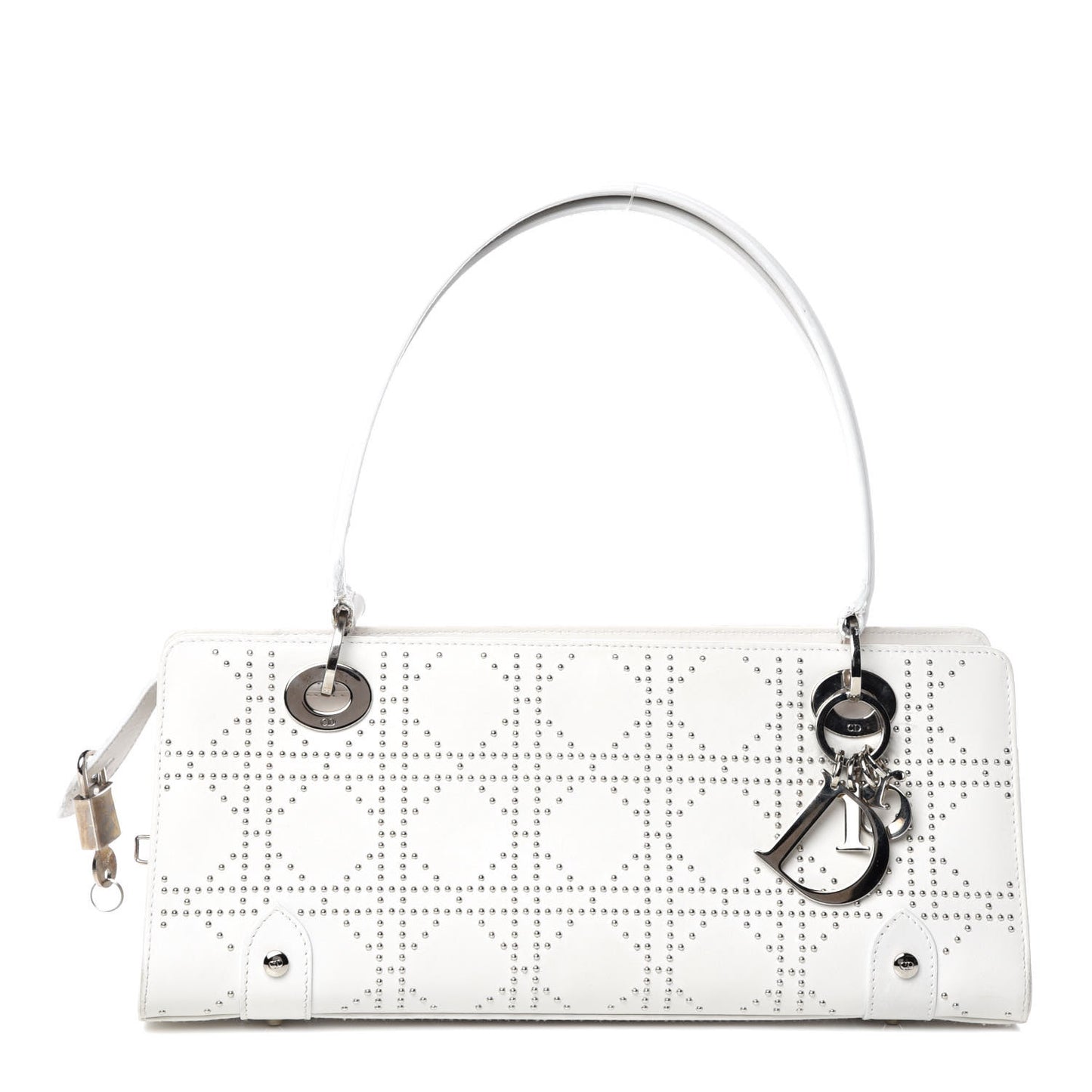 Calfskin Cannage Studded East West Lady Dior White
