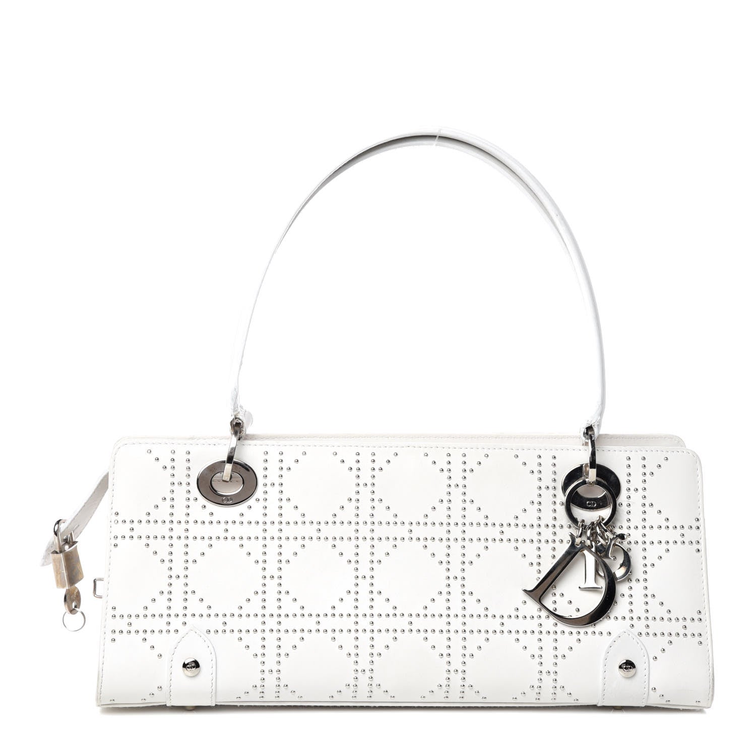 Christian Dior Calfskin Cannage Studded East West Lady Dior White 1 of 25