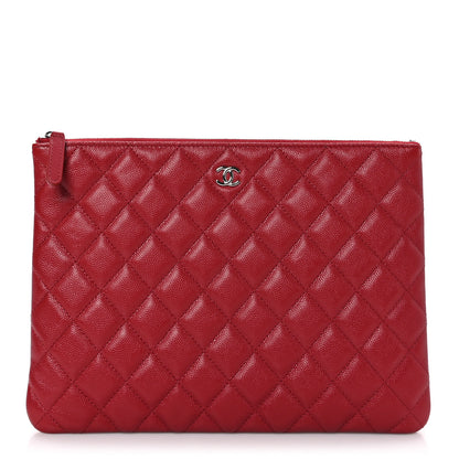 Chanel Caviar Quilted Medium Cosmetic Case Red 1 of 9