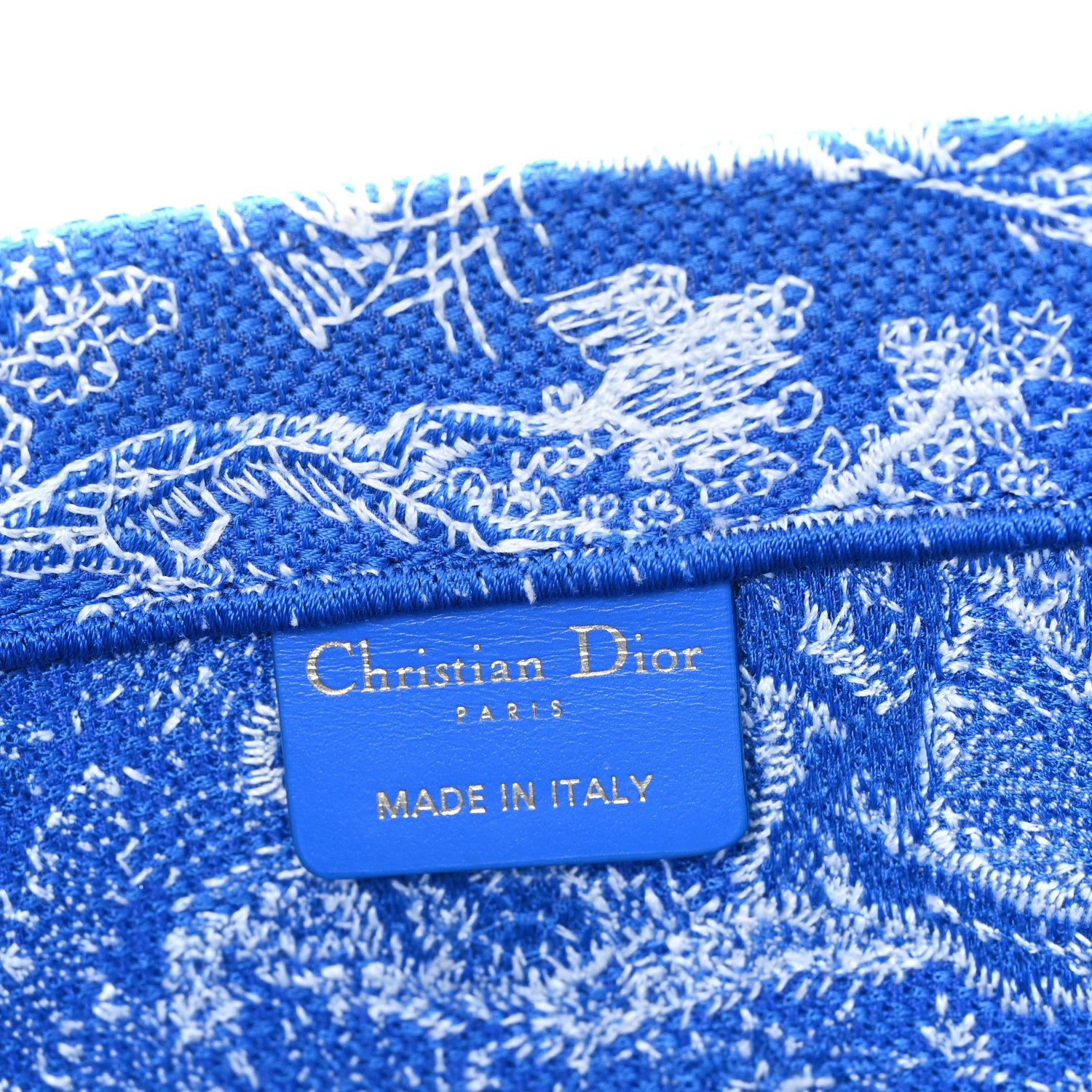 Christian Dior Canvas Embroidered Medium Dioriviera Toile De Jouy Book Tote Fluorescent Blue 6 of 10