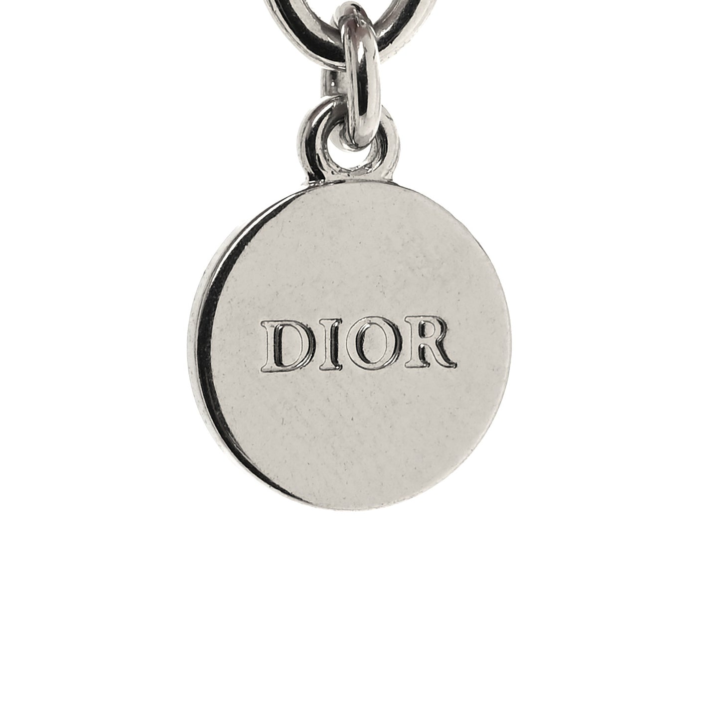 Metal Crystal CD Chain Link Necklace Silver