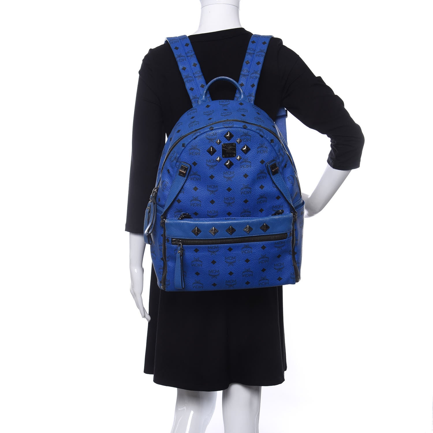 MCM Visetos Medium Studded Dual Stark Backpack Blue 2 of 16