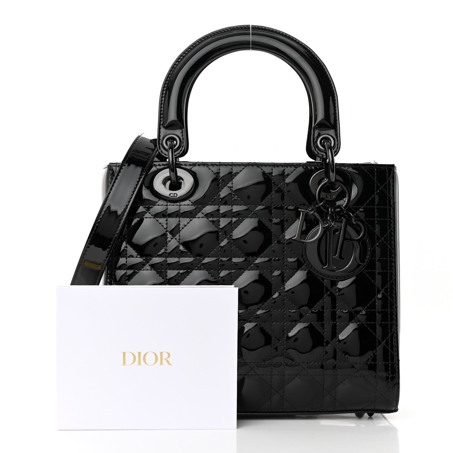 Christian Dior Ultraglossy Patent Cannage Medium Lady Dior Black 9 of 9