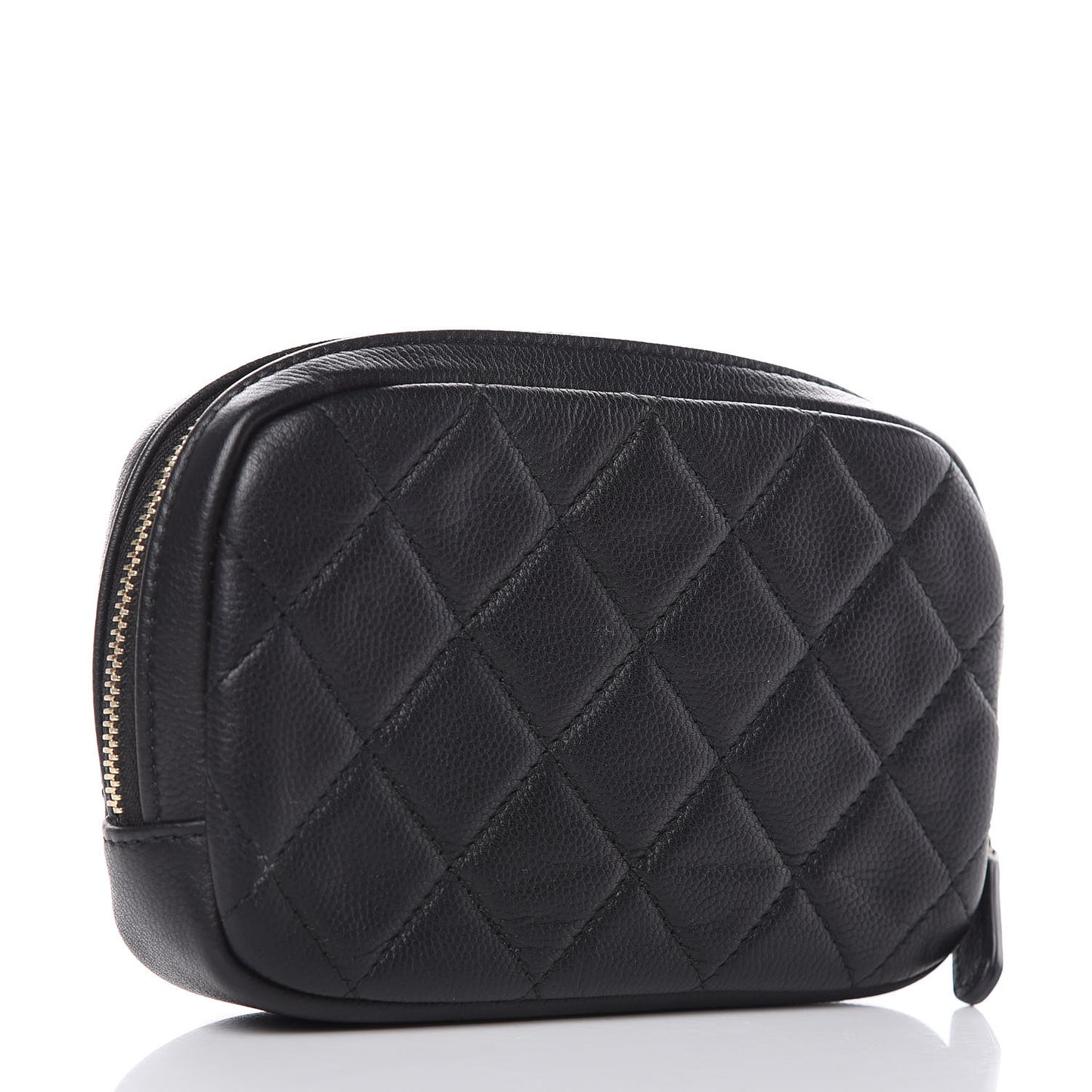 Caviar Quilted Small Curvy Pouch Cosmetic Case Black