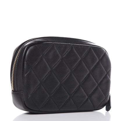 Chanel Caviar Quilted Small Curvy Pouch Cosmetic Case Black 3 of 10