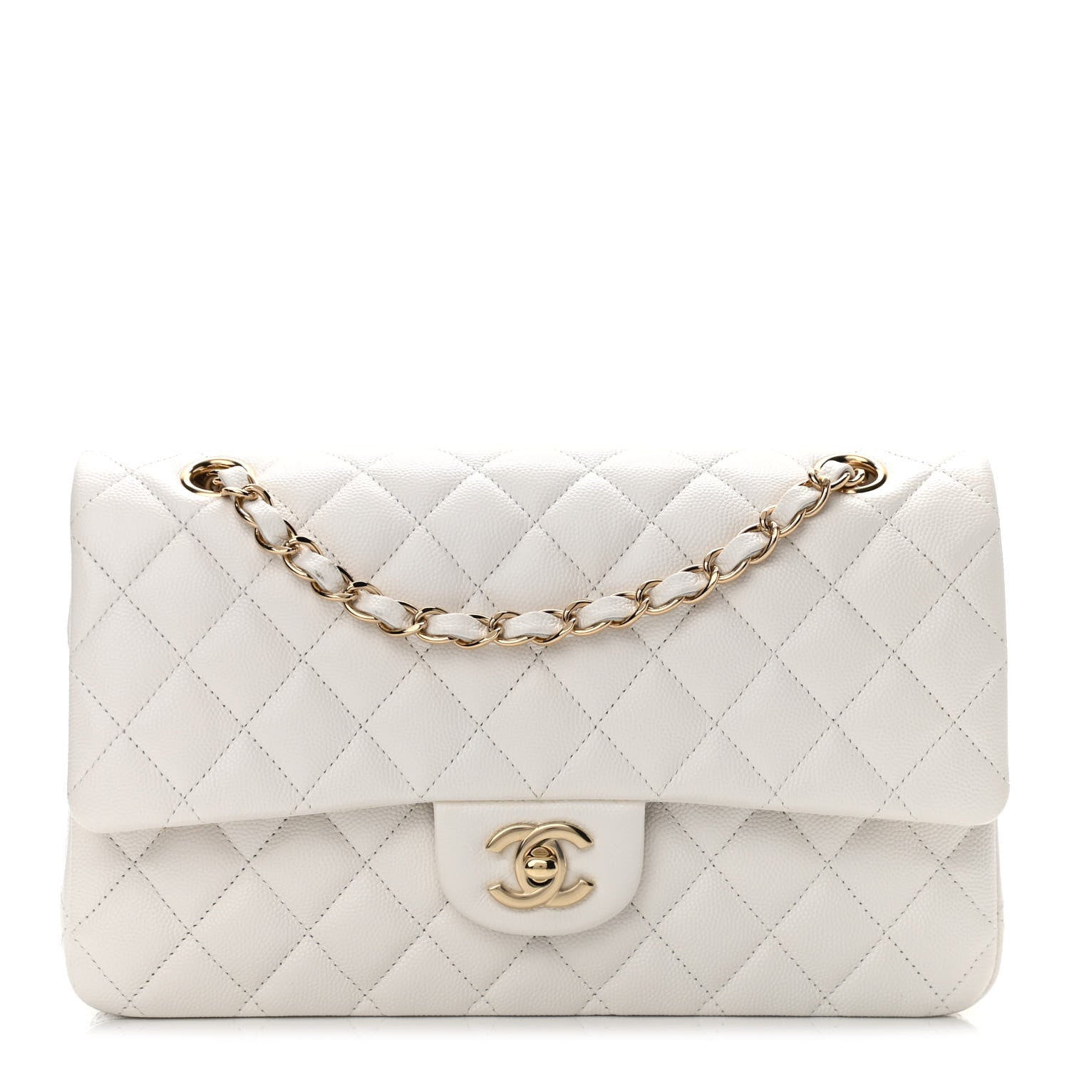 Chanel Caviar Quilted Medium Double Flap White 1 of 10