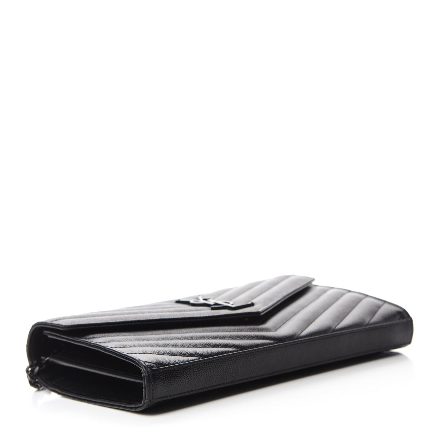 Grain De Poudre Matelasse Chevron Monogram Chain Wallet Black