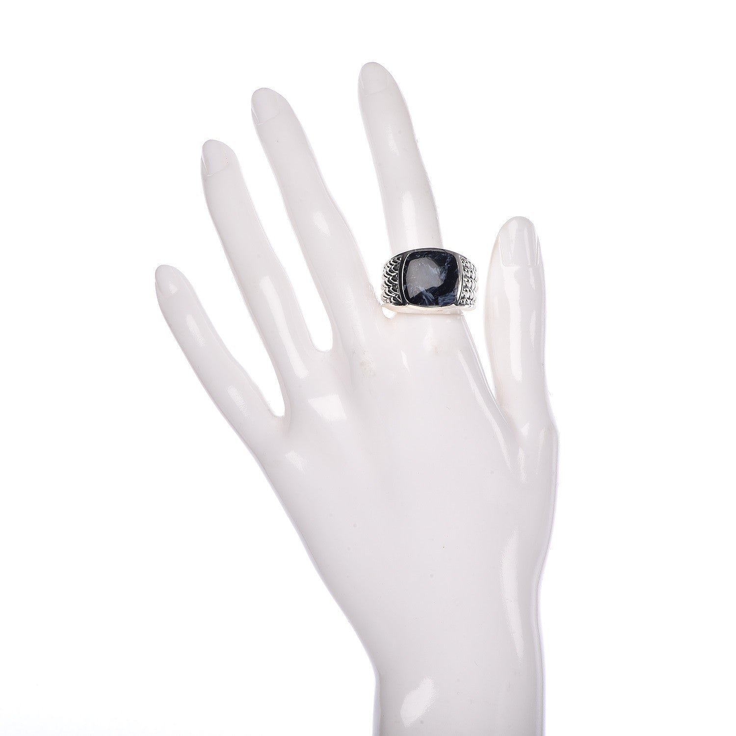 David Yurman Sterling Silver Pietersite Mens Cable Signet Ring 60 9 2 of 5