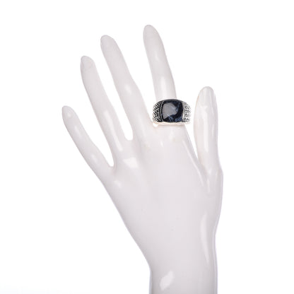 David Yurman Sterling Silver Pietersite Mens Cable Signet Ring 60 9 2 of 5
