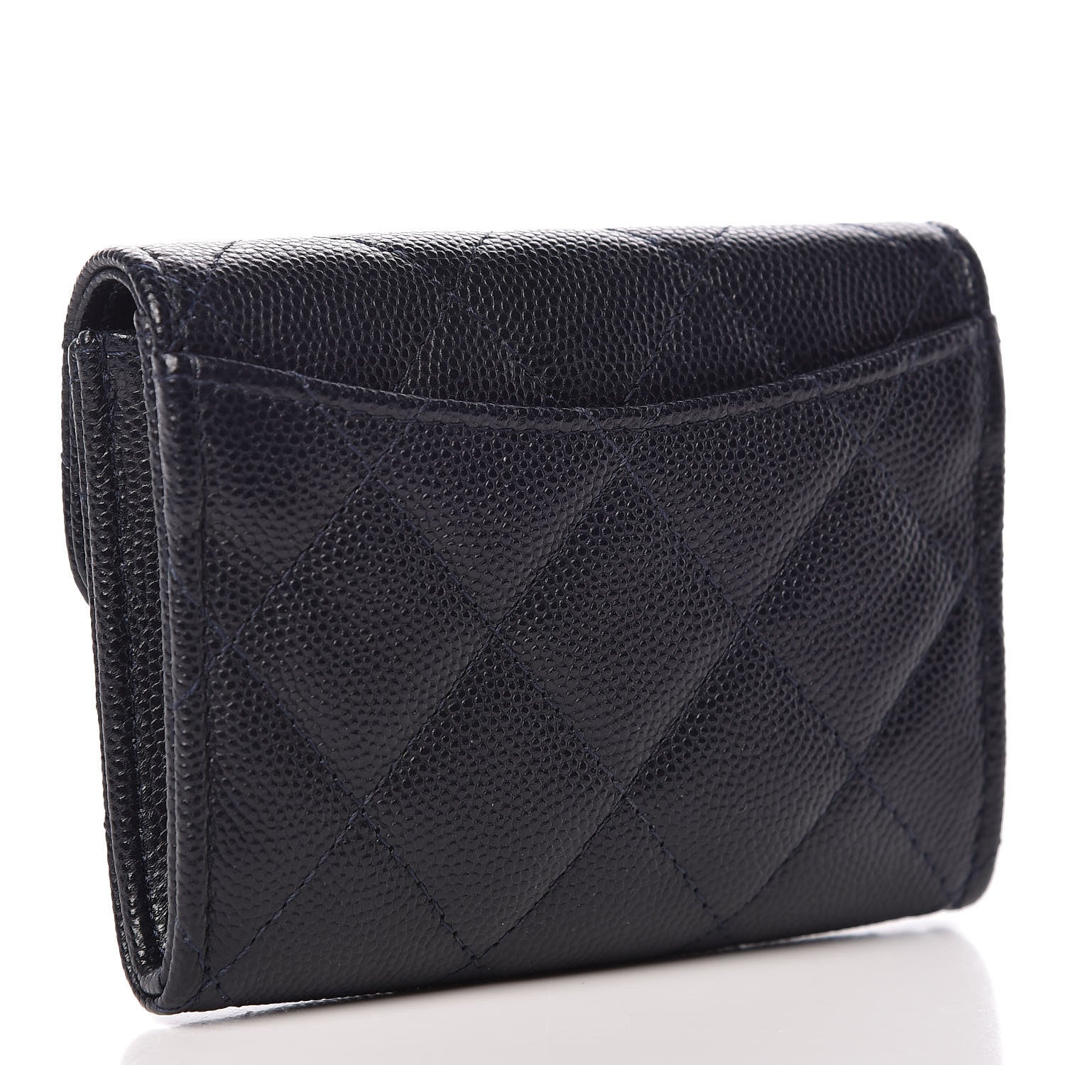 Chanel Caviar Quilted Flap Card Holder Wallet Navy 3 of 9