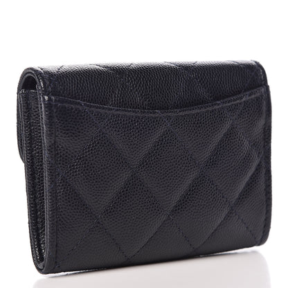 Chanel Caviar Quilted Flap Card Holder Wallet Navy 3 of 9