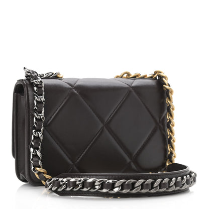 Chanel Shiny Goatskin Quilted Chanel 19 Wallet On Chain WOC Dark Brown 3 of 15