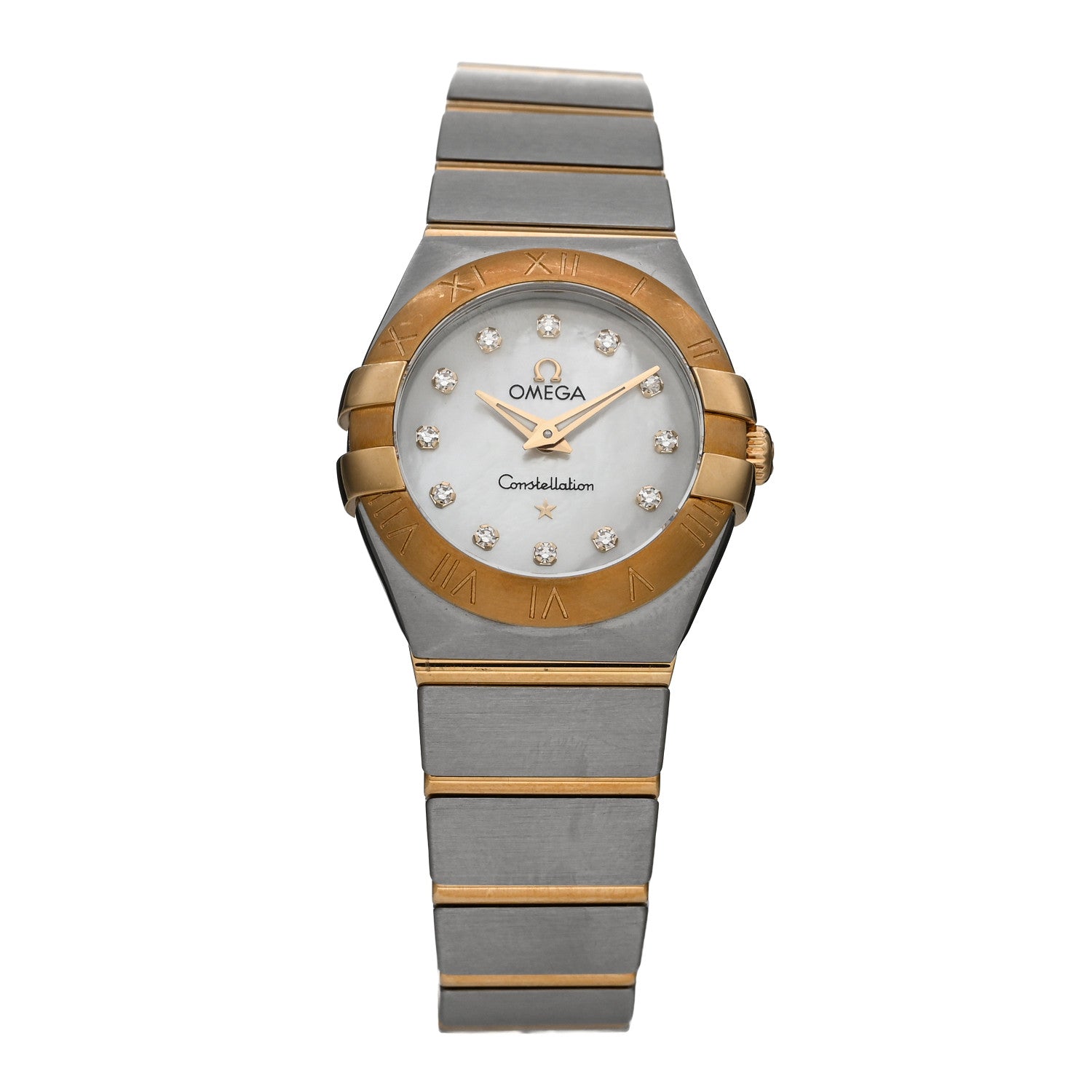 Omega Stainless Steel 18K Yellow Gold Diamond Mother of Pearl 24mm Constellation Quartz Watch 123.20.24.60.55.002 1 of 4