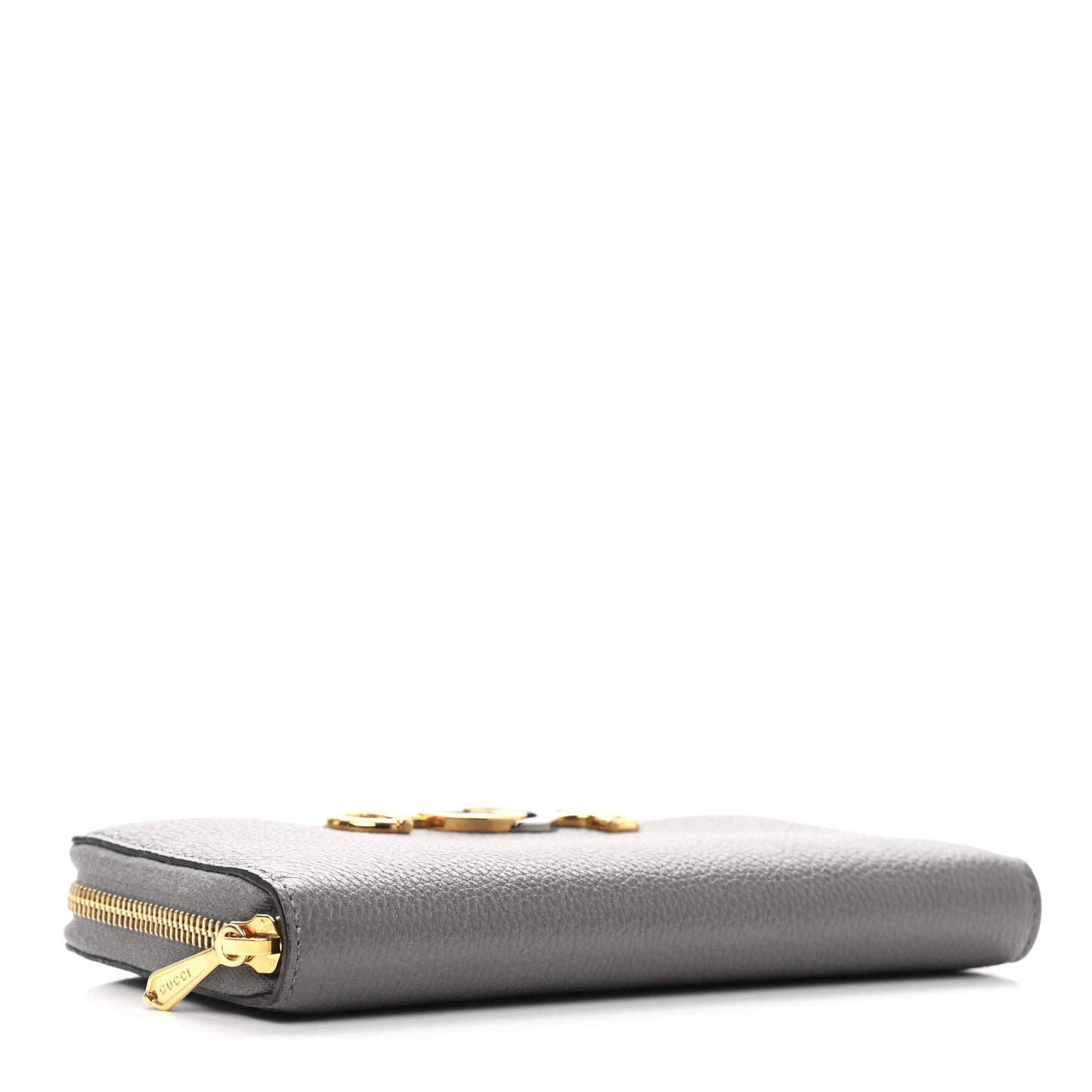 Grainy Calfskin Zumi Zip Around Wallet Dusty Grey