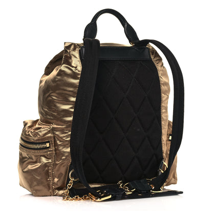 Burberry Metallic Satin Nylon Medium Rucksack Backpack Gold 3 of 20
