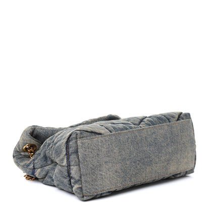 Saint Laurent Denim Quilted Small Loulou Puffer Monogram Chain Satchel Rodeo Blue 3 of 4