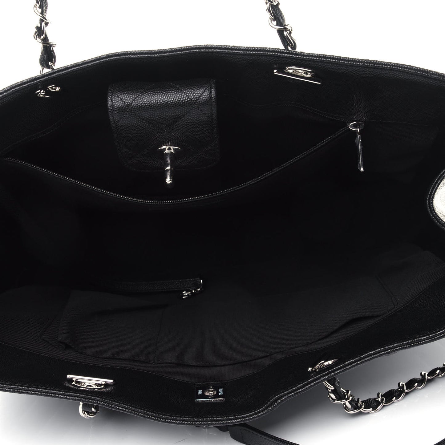 Caviar Quilted Large Classic Shopping Tote Black