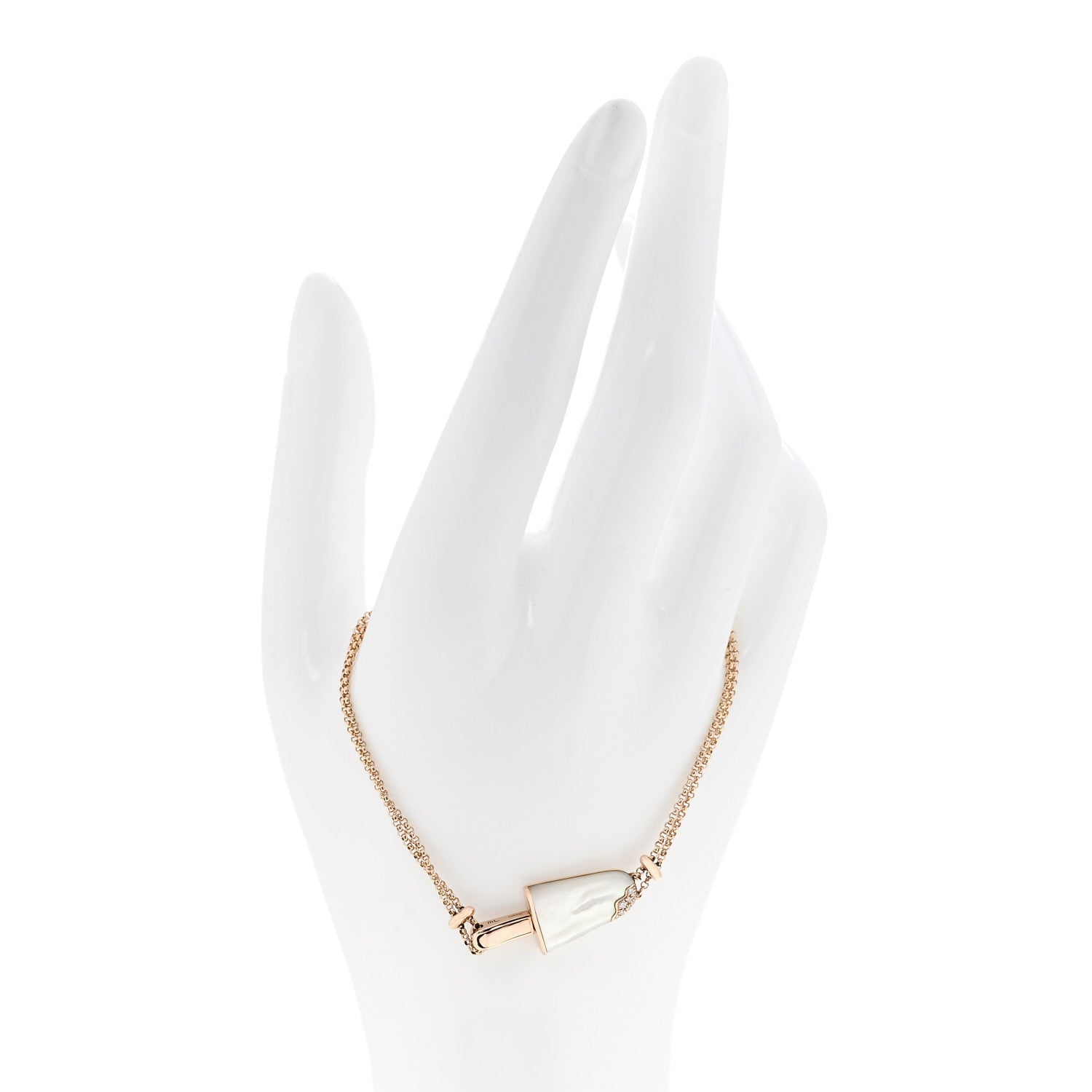 Bulgari 18K Rose Gold Mother of Pearl Diamond Gelati Bracelet ML 2 of 4
