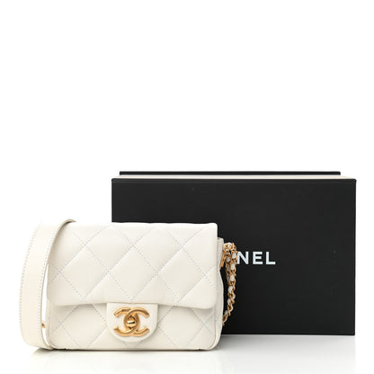 Chanel Caviar Quilted Mini Twist Your Buttons Flap White 10 of 10