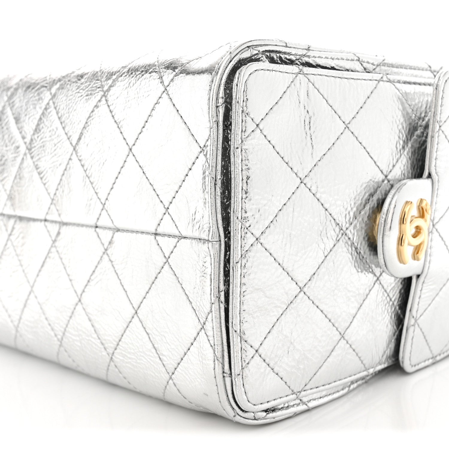 Chanel Metallic Crumpled Calfskin Quilted Small Chanel 25 Handbag Silvery 10 of 11