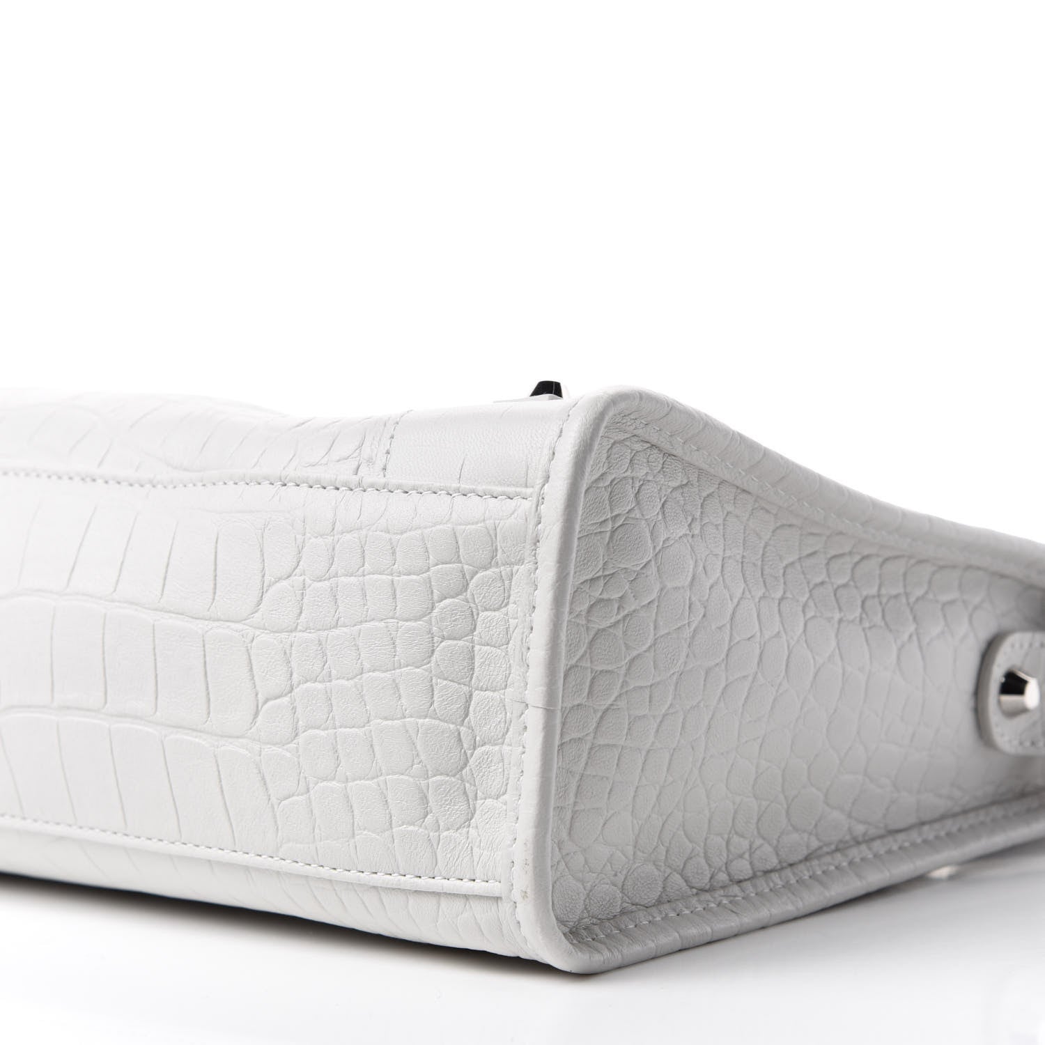 Balenciaga Matte Supple Lambskin Crocodile Embossed Classic Silver Hardware S City White 8 of 11