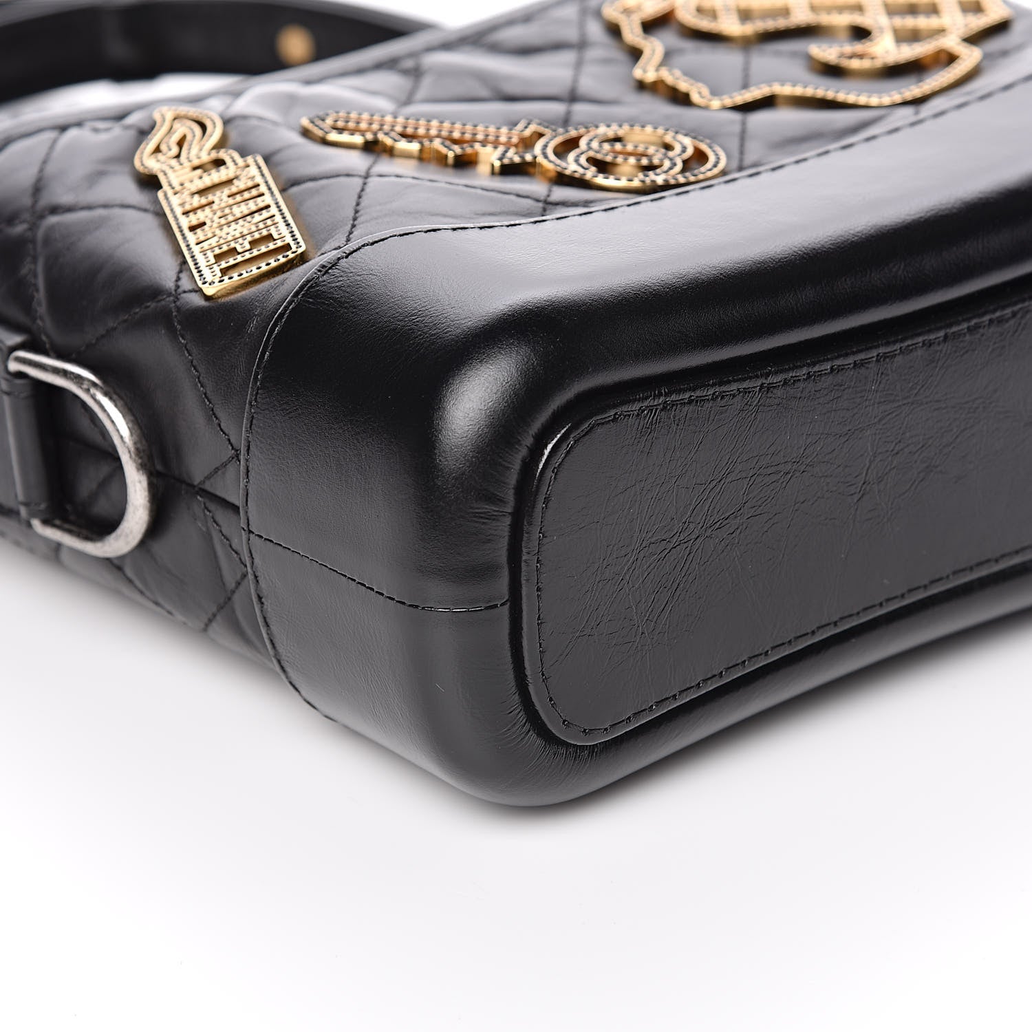 Chanel Aged Calfskin Quilted Charms Small Gabrielle Hobo Black 8 of 11
