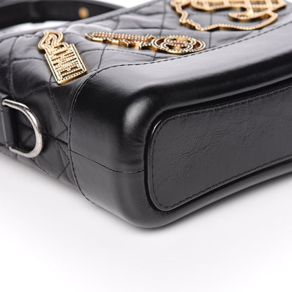 Chanel Aged Calfskin Quilted Charms Small Gabrielle Hobo Black 8 of 11