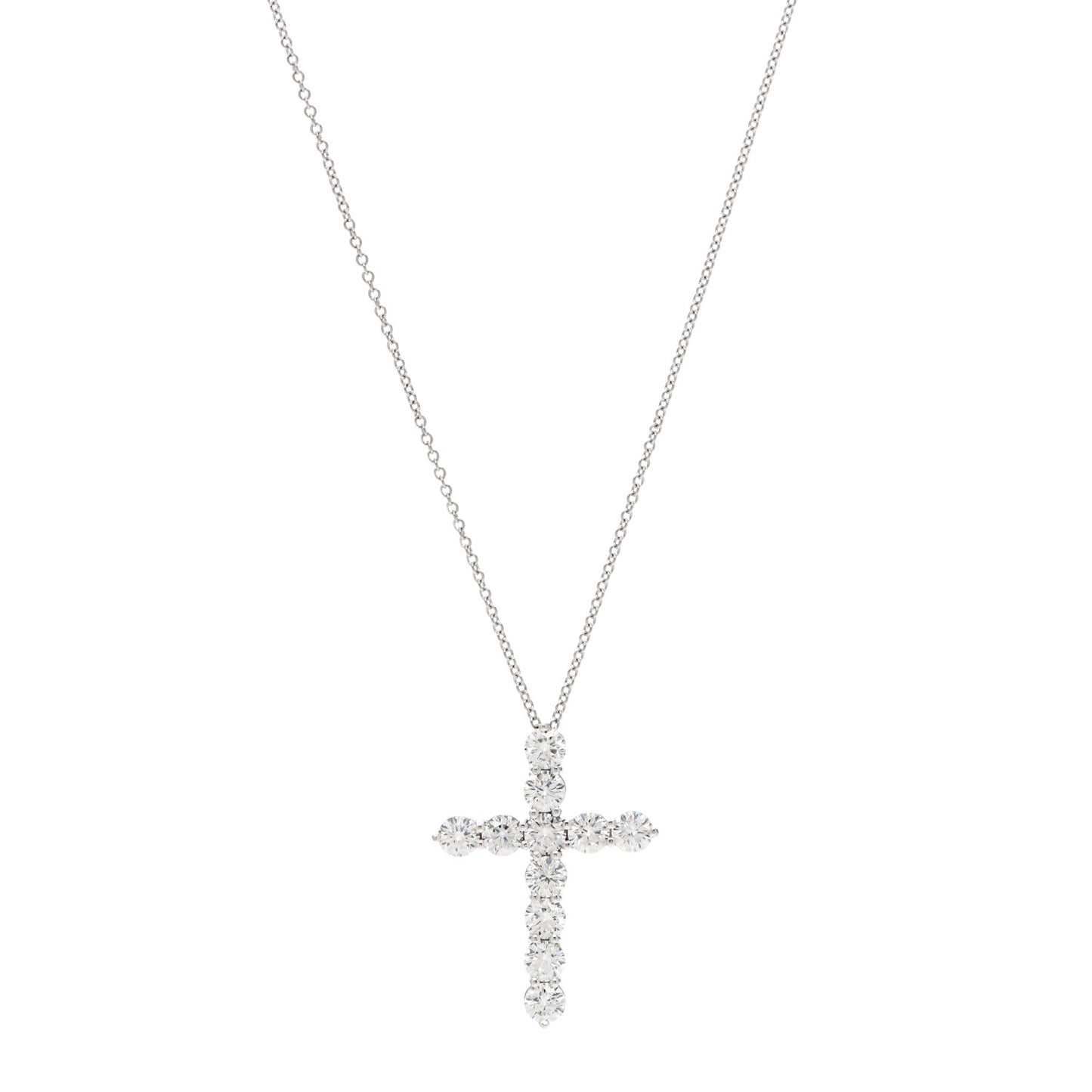 Platinum Diamond Large Cross Pendant Necklace