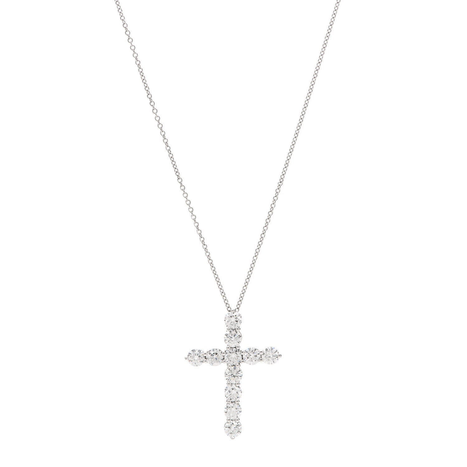Tiffany Platinum Diamond Large Cross Pendant Necklace 1 of 4