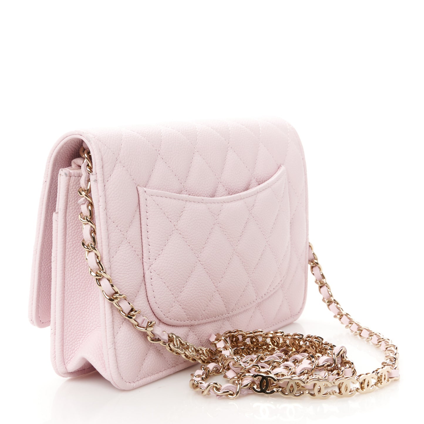 Caviar Quilted Tiny CC Wallet On Chain WOC Light Pink