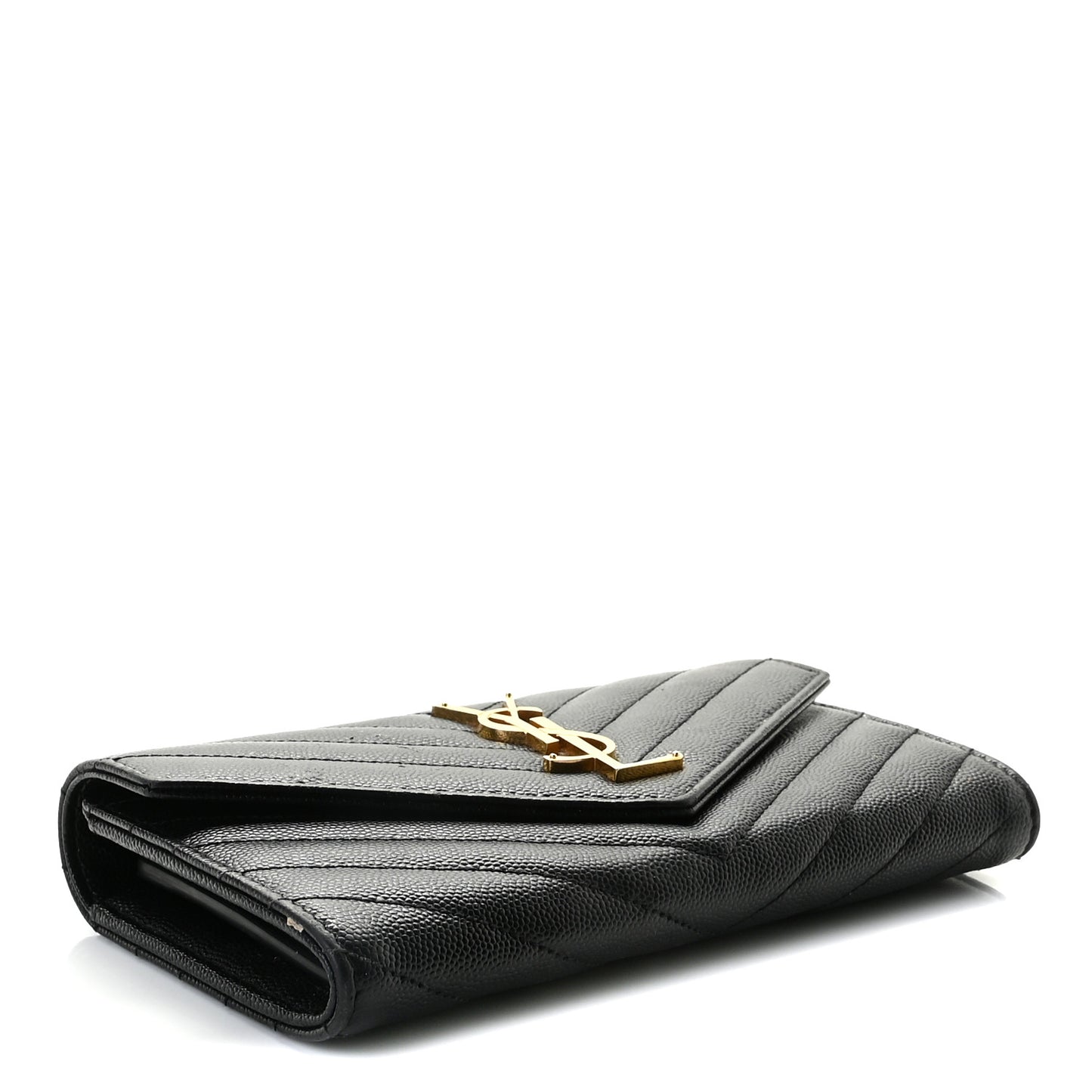 Grain De Poudre Matelasse Chevron Monogram Flap Wallet Black