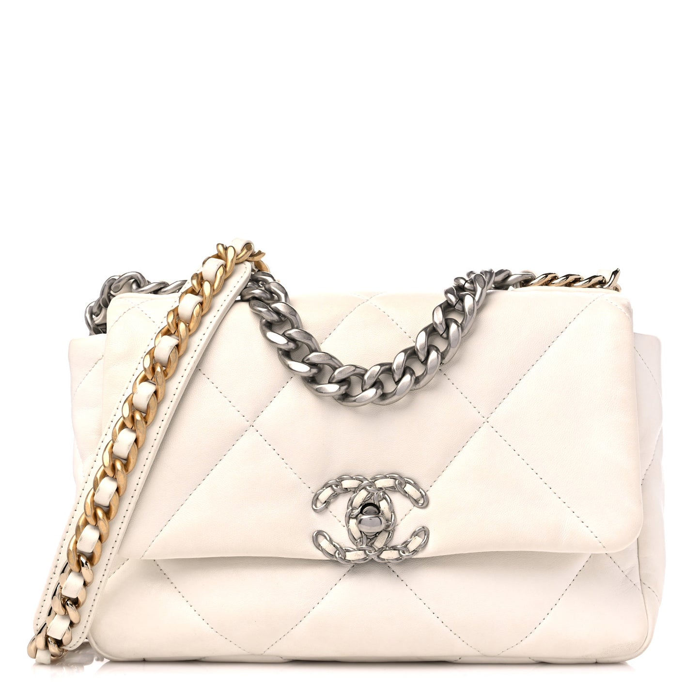 Lambskin Quilted Medium Chanel 19 Flap White