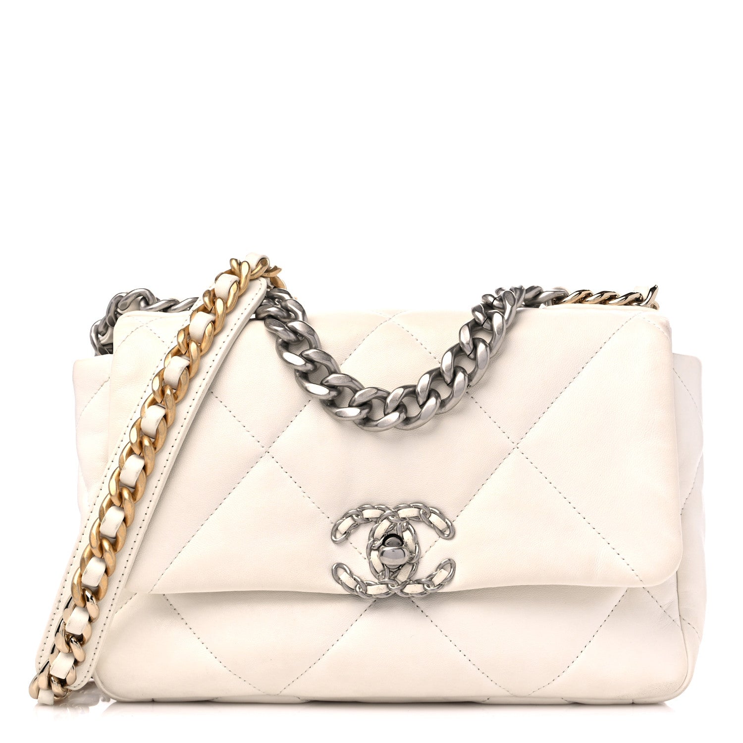 Chanel Lambskin Quilted Medium Chanel 19 Flap White 1 of 13