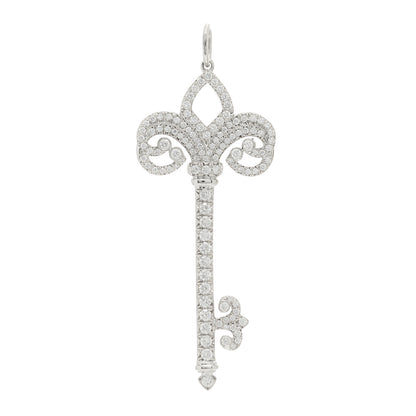 Tiffany Platinum Diamond .37ct Fleur De Lis Key Pendant 1 of 5