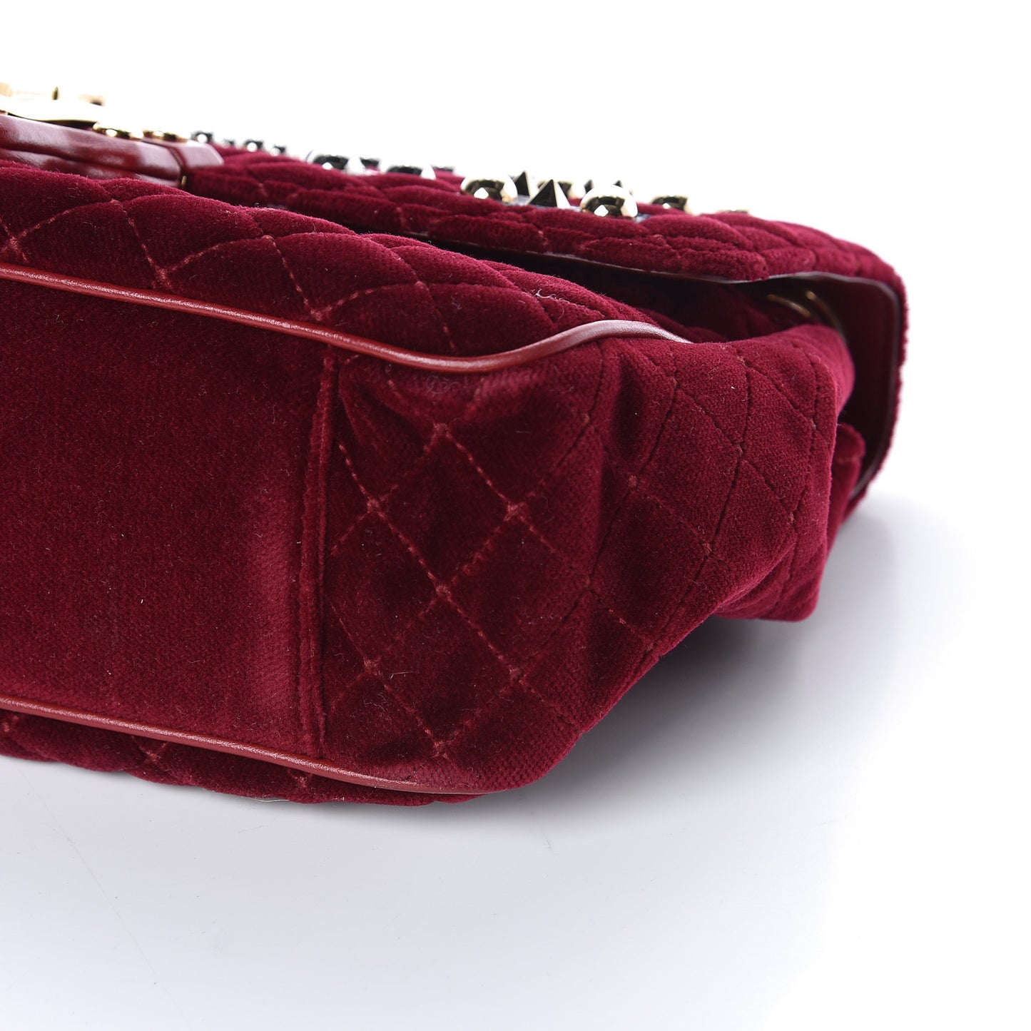 Velvet Watersnake Embellished Lucia Shoulder Bag Dark Purple