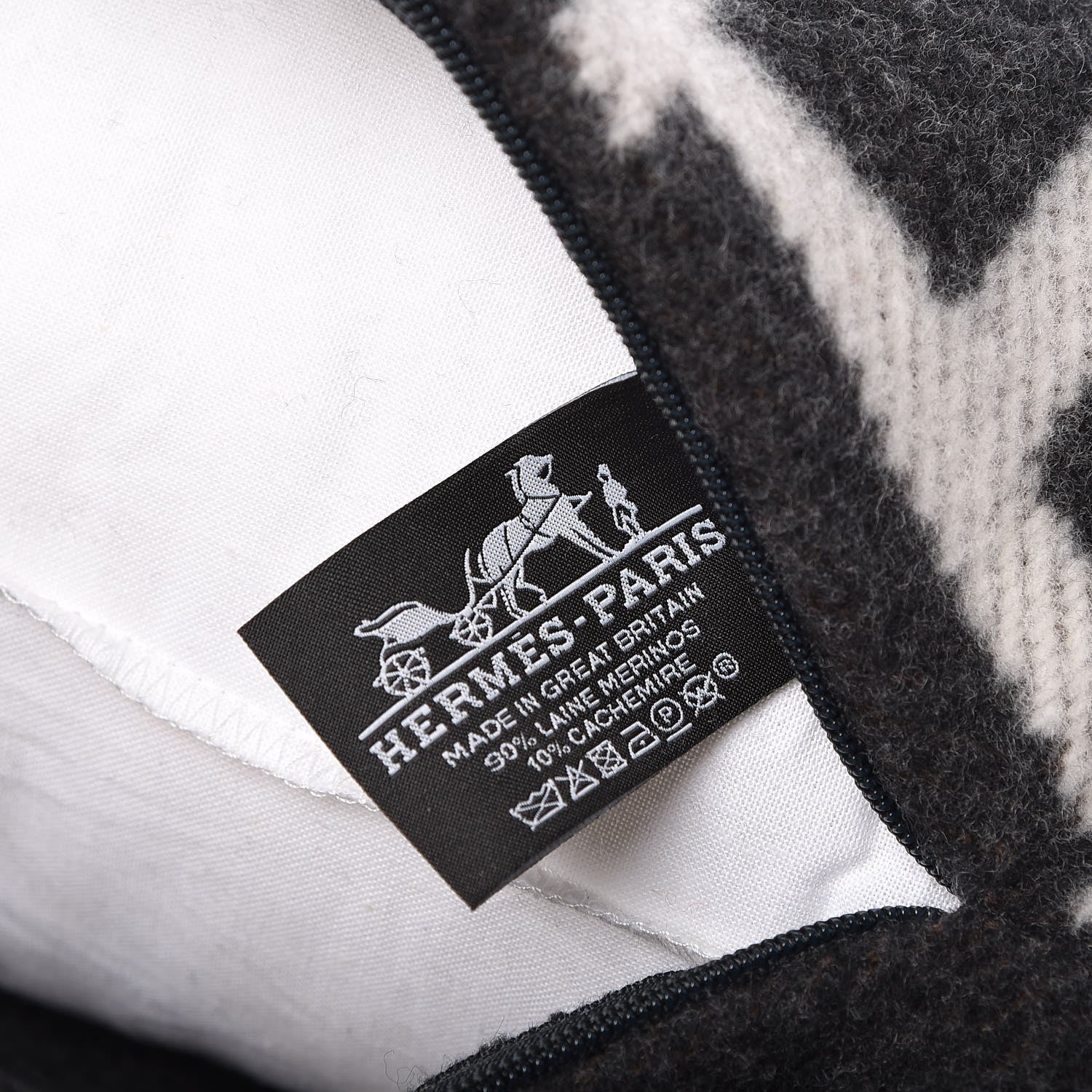 Hermes Wool Cashmere Avalon Pillow PM Ecru Gris Fonce 4 of 5