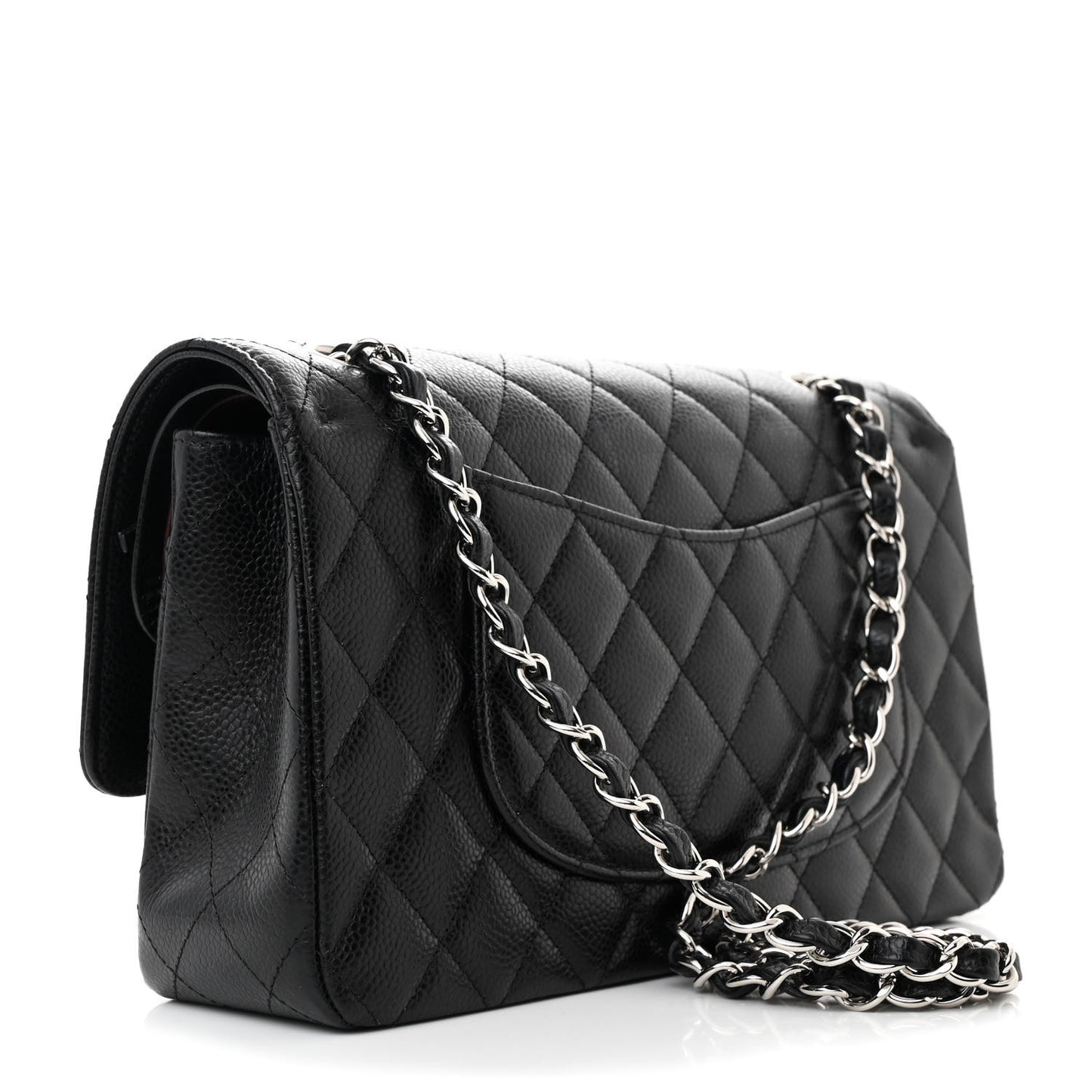 Caviar Quilted Medium Double Flap Black