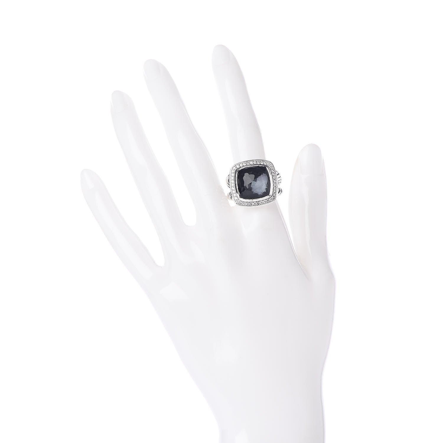 David Yurman Sterling Silver Diamond Black Orchid 14mm Albion Ring 54 7 2 of 5