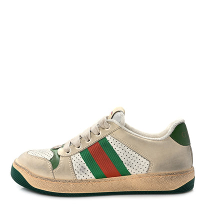 Gucci Nubuck Nylon Web Womens Screener Sneakers 36 New Sand Dusty Milk Mystic White Vintage Green 1 of 11