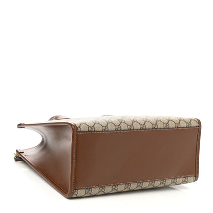 Gucci GG Supreme Monogram Azalea Calfskin Small Retro Interlocking G Tote Bag Beige Ebony Brown Sugar 4 of 11