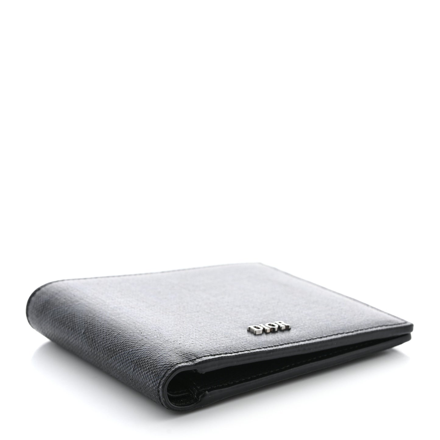 Coated Canvas Calfskin CD Diamond Bifold Wallet Black